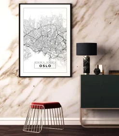 Karta - Oslo - Vit Poster (21x29.7 cm (A4))