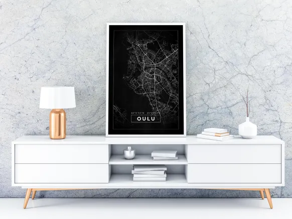 Karta - Oulu - Svart Poster (21x29.7 cm (A4))