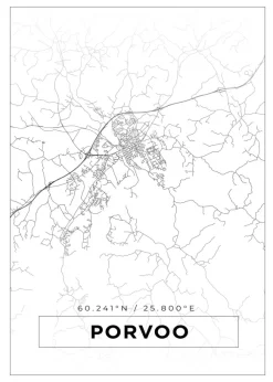 Karta - Porvoo - Vit Poster (21x29.7 cm (A4))