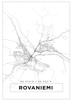 Karta - Rovaniemi - Vit Poster (21x29.7 cm (A4))