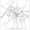 Karta - Sandefjord - Vit Canvastavla (30x40 cm)