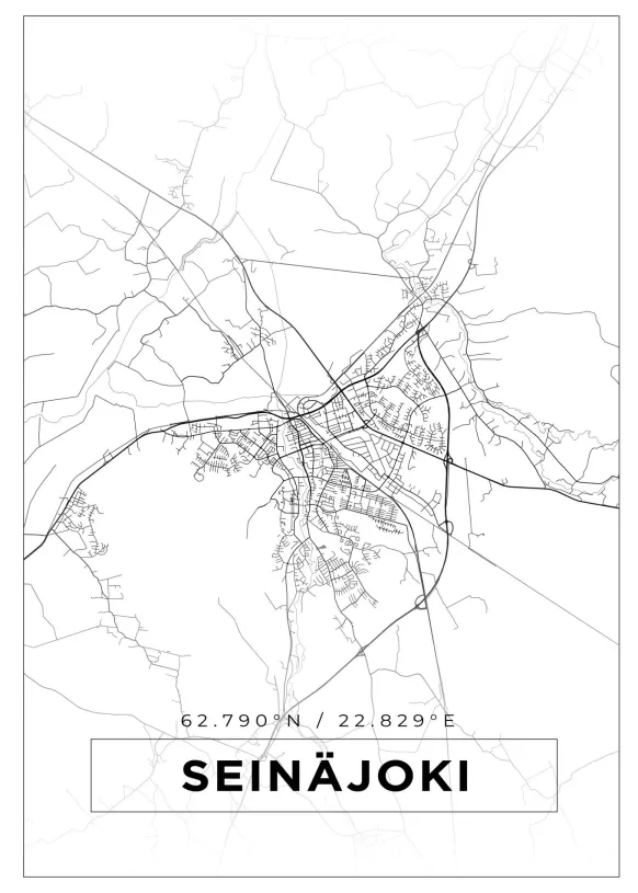 Karta - Seinäjoki - Vit Poster (21x29.7 cm (A4))