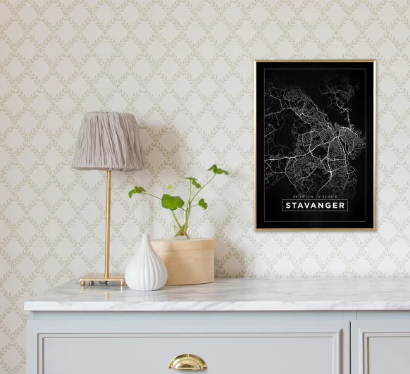 Karta - Stavanger - Svart Poster (21x29.7 cm (A4))