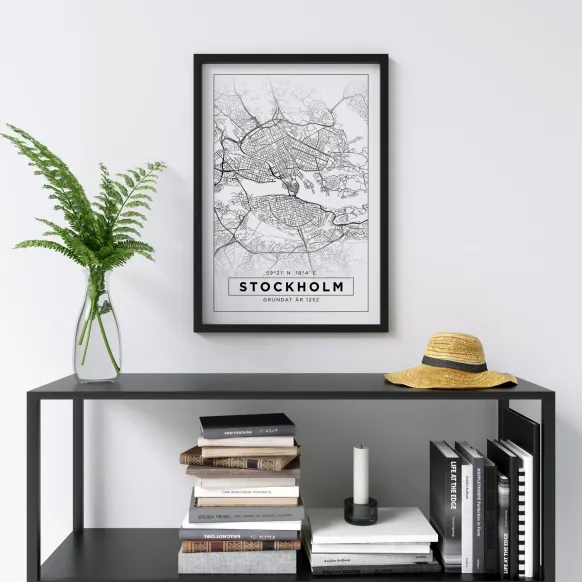 Karta - Stockholm - Vit Poster (21x29.7 cm (A4))
