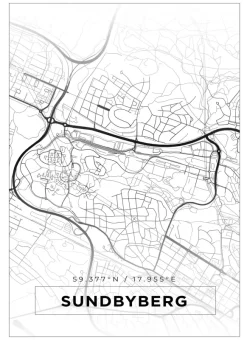 Karta - Sundbyberg - Vit Poster (21x29.7 cm (A4))
