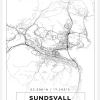 Karta - Sundsvall - Vit Canvastavla (30x40 cm)