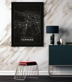 Karta - Tampere - Svart Poster (21x29.7 cm (A4))