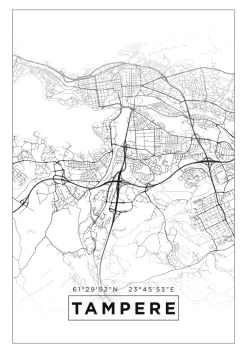 Karta - Tampere - Vit Poster (21x29.7 cm (A4))