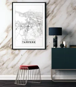 Karta - Tampere - Vit Poster (21x29.7 cm (A4))