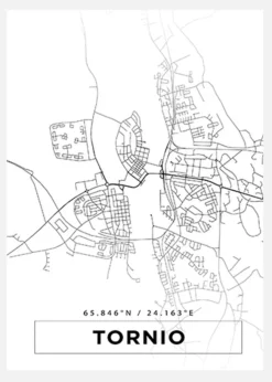 Karta - Tornio - Vit Canvastavla (30x40 cm)