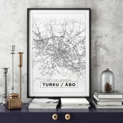 Karta - Turku / Åbo - Vit Poster (21x29.7 cm (A4))