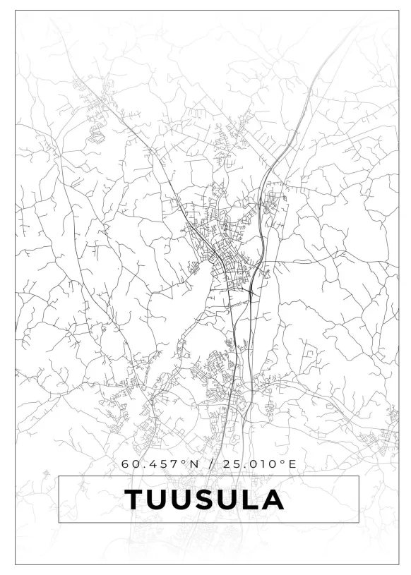 Karta - Tuusula - Vit Poster (21x29.7 cm (A4))