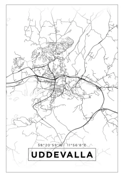 Karta - Uddevalla - Vit Poster (21x29.7 cm (A4))