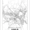 Karta - Umeå - Vit Canvastavla (30x40 cm)