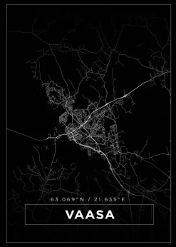 Karta - Vaasa - Svart Poster (21x29.7 cm (A4))