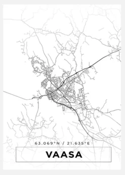 Karta - Vaasa - Vit Canvastavla (30x40 cm)