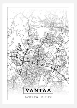 Karta - Vantaa - Vit Canvastavla (30x40 cm)