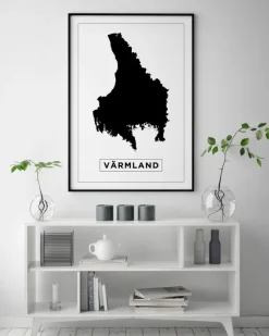 Karta - Värmland - Vit Poster (21x29.7 cm (A4))