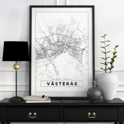 Karta - Västerås - Vit Poster (21x29.7 cm (A4))