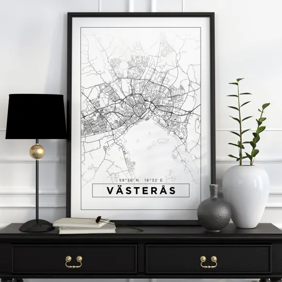 Karta - Västerås - Vit Poster (21x29.7 cm (A4))