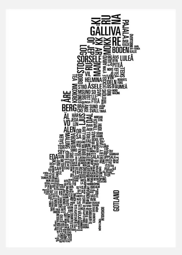 Kommuner I Sverige Canvastavla (30x40 cm)