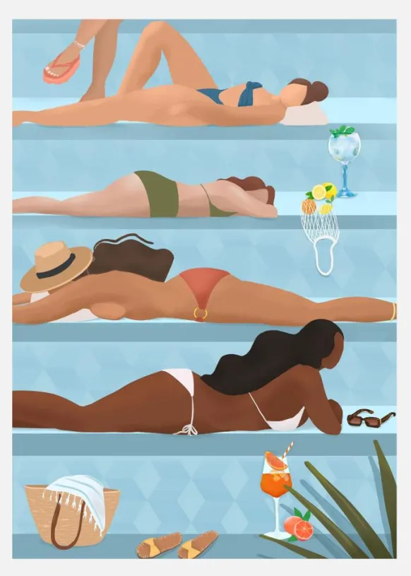 Ladies By The Pool Canvastavla (30x40 cm)