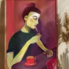 Lady lighting cigarette Poster (21x29.7 cm (A4))