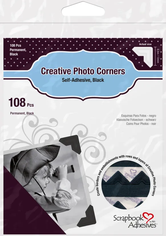 3L Creative Photo Corners Svart - 108 st