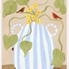 Leaves In A Pot With Birds Canvastavla (30x40 cm)