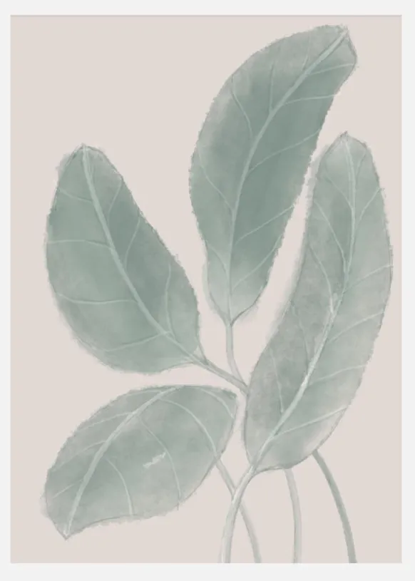 Leaves Watercolor Canvastavla (30x40 cm)