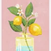 Lemon Bunch In Vase Canvastavla (30x40 cm)