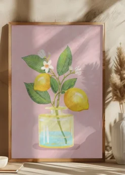 Lemon Bunch In Vase Poster (21x29.7 cm (A4))