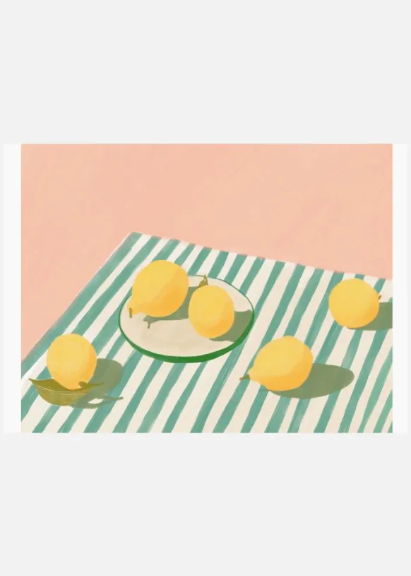Lemons And Stripes Canvastavla (30x40 cm)