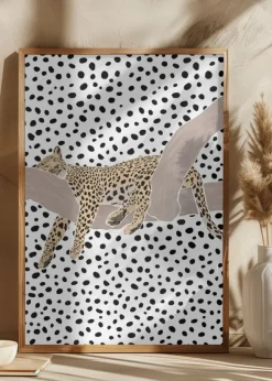 Leopard Sleeping Polkadots Poster (21x29.7 cm (A4))
