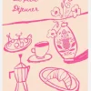 Le Petit Dejeuner Breakfast In Pink Canvastavla (30x40 cm)