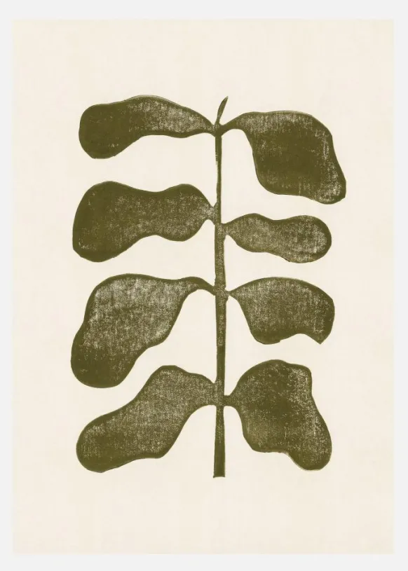 Linocut Plant Canvastavla (30x40 cm)