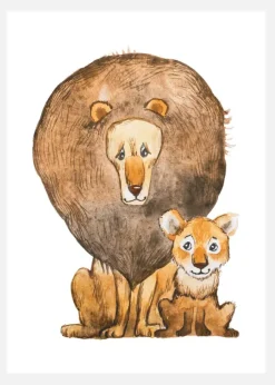 Lion Family Canvastavla (30x40 cm)