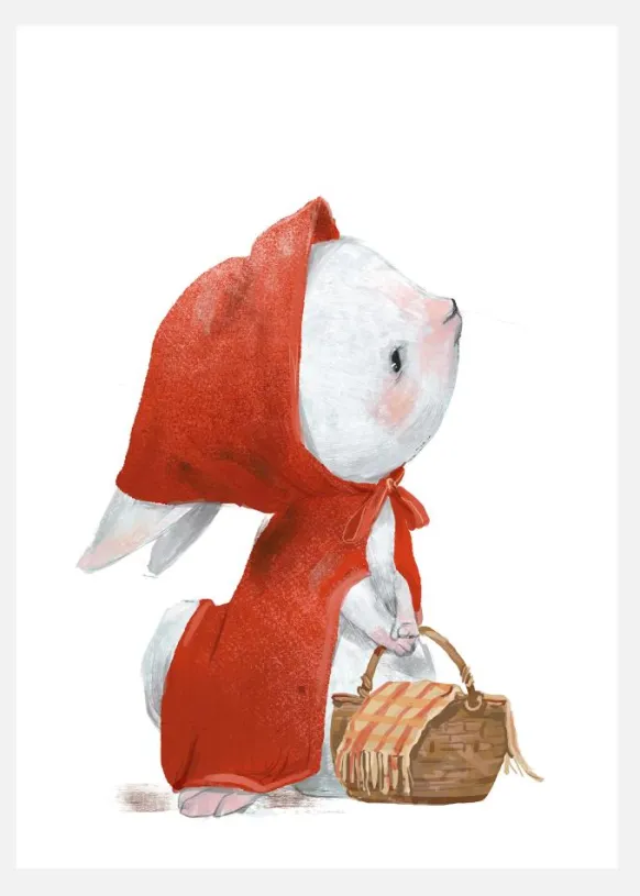 Little Red Riding Rabbit Canvastavla (30x40 cm)
