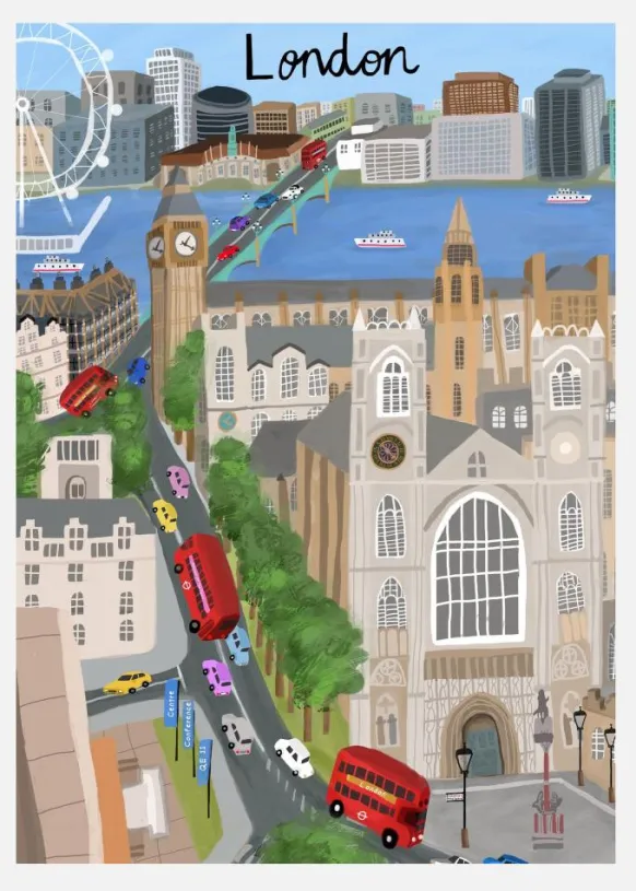 London City With View Canvastavla (30x40 cm)