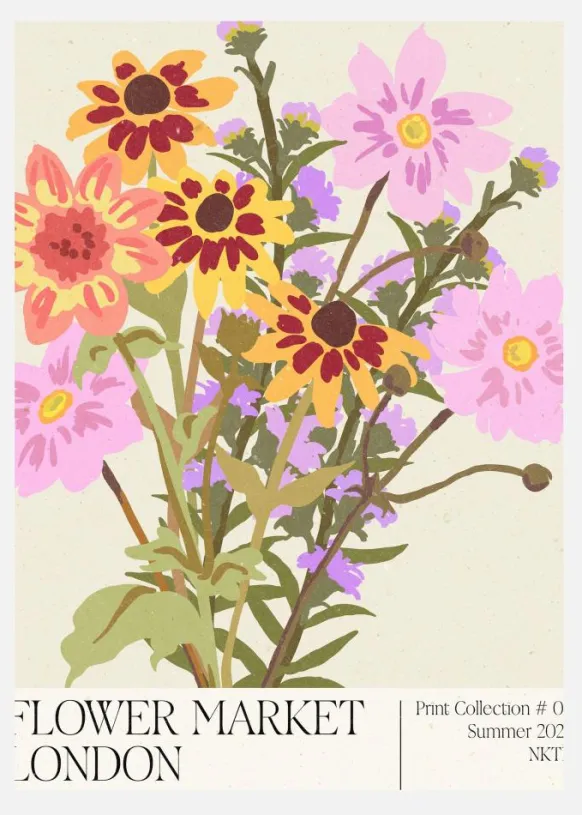 London Flower Market Canvastavla (30x40 cm)