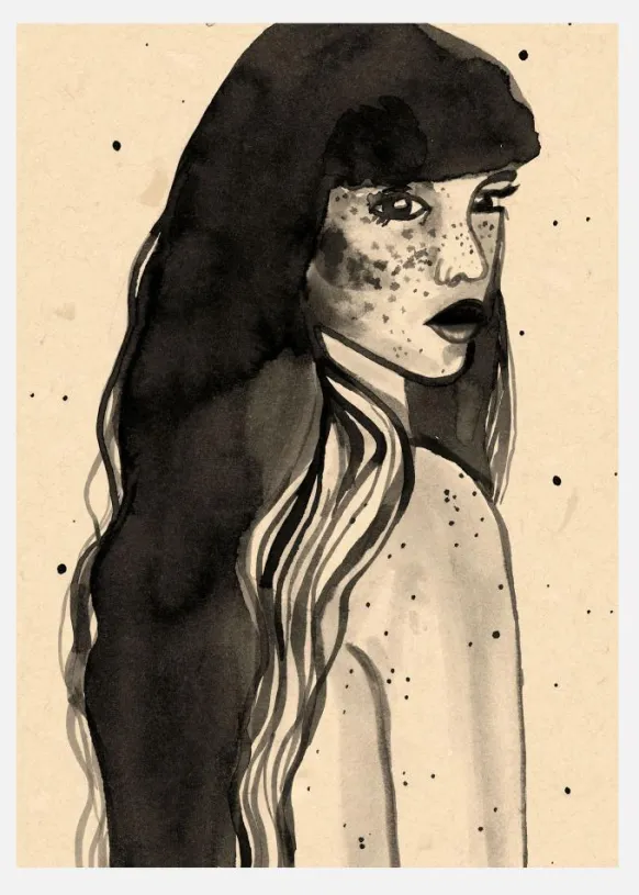 Long Hair Lady Canvastavla (30x40 cm)