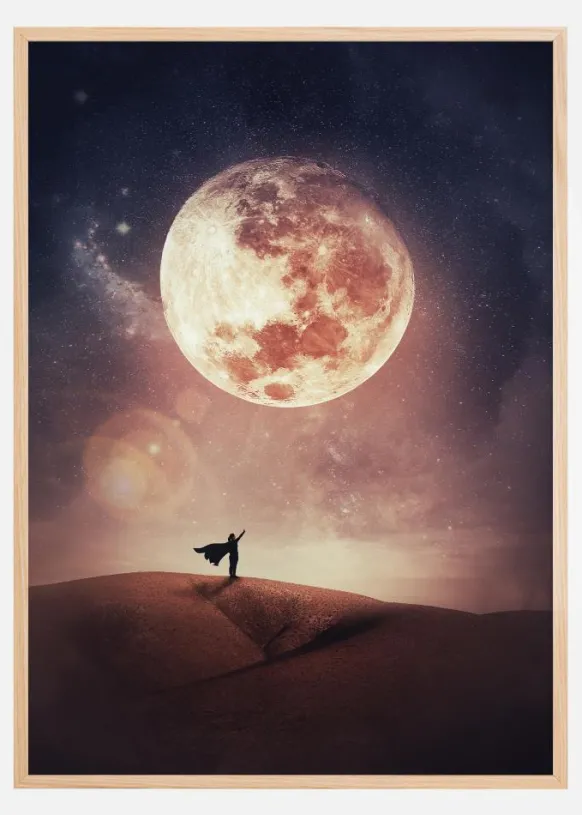 Look at the moon Poster (21x29.7 cm (A4))
