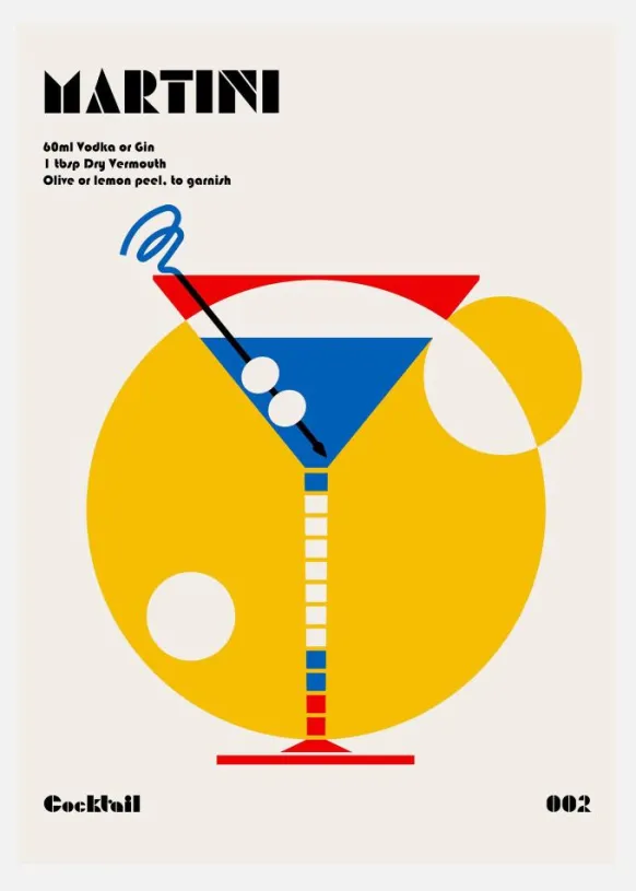 Martini Bauhaus Cocktail Canvastavla (30x40 cm)