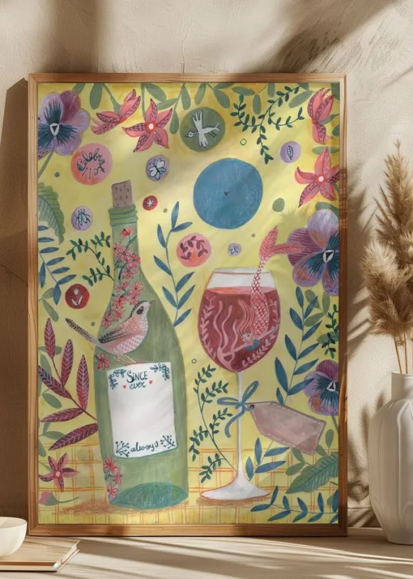 Mermaid Wine Poster (21x29.7 cm (A4))