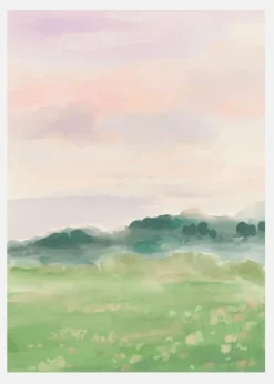 Misty Morning Fields Canvastavla (30x40 cm)