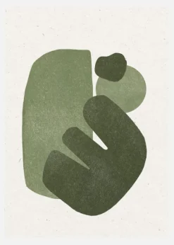 Modern Green Shapes Canvastavla (30x40 cm)