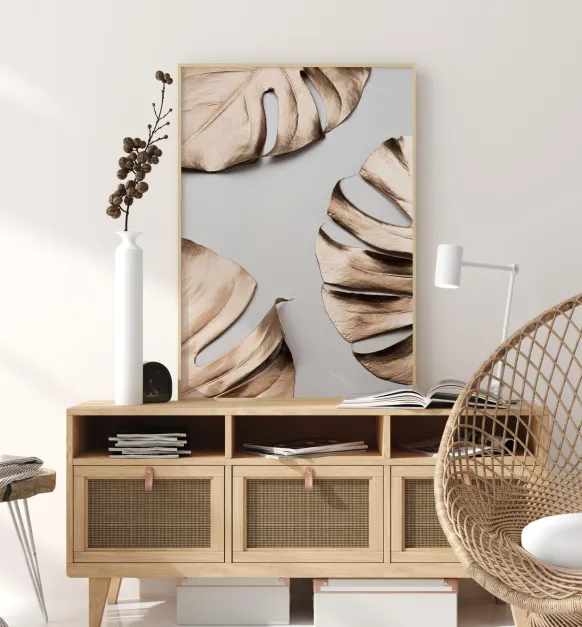 Monstera Gold Poster (21x29.7 cm (A4))
