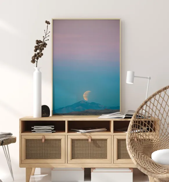 Moon In The Mountains Poster (21x29.7 cm (A4))