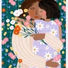 Mother And Daughter In Wildflower Garden Canvastavla (30x40 cm)