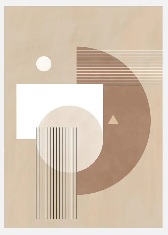 Neutral Semicircles No.1 Canvastavla (30x40 cm)